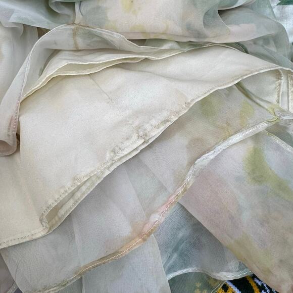 Jenny Yoo Chiffon Convertible Strapless Dress Garden Print Size 26 Green Ivory - Picture 11 of 11